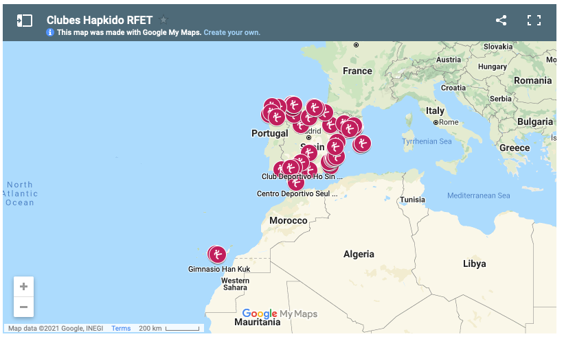 Mapa Clubes Hapkido RFET